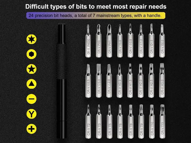Alt view image 2 of 7 - VCELINK Small Screwdriver Set with Case, 25 in 1 Magnetic Tiny Screwdriver Kit Electronics, Precision Mini Torx Bits Set for Computer, Phone, Game Console, Eyeglasses, Wtaches, Jewelers