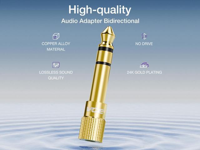 Alt view image 7 of 7 - VCELINK 6.35mm (1/4 inch) Male to 3.5mm (1/8 inch) Female Stereo Audio Jack Adapter for Aux Cable, Guitar Amplifier, Headphone, 2 Pack
