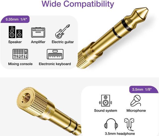 Alt view image 3 of 7 - VCELINK 6.35mm (1/4 inch) Male to 3.5mm (1/8 inch) Female Stereo Audio Jack Adapter for Aux Cable, Guitar Amplifier, Headphone, 2 Pack