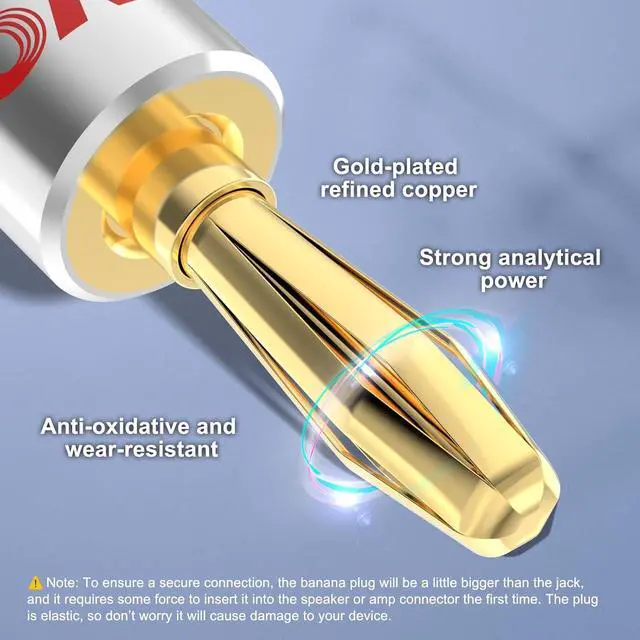 Alt view image 2 of 7 - VCELINK Speaker Banana Plugs 6 Pairs/12 Pcs, 24K Gold Plated Dual-Screw Type Speaker Connector for Speaker Wire, Home Theater, Wall Plate, Audio/Video Receiver and Sound Systems (Red+Black)