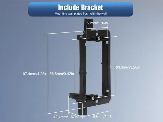 Alt view image 7 of 7 - VCELINK Brush Wall Plate with Bracket, Cable Pass Through Insert with UL Listed Single Gang Decorator Wall Cover for Low Voltage Cables, Cord Hider for Wall Mount TV, Home Theater System, Black 2-Pack