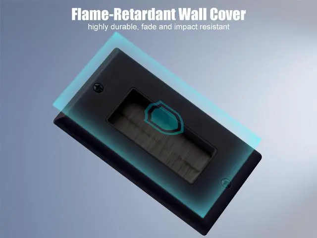 Alt view image 4 of 7 - VCELINK Brush Wall Plate with Bracket, Cable Pass Through Insert with UL Listed Single Gang Decorator Wall Cover for Low Voltage Cables, Cord Hider for Wall Mount TV, Home Theater System, Black 2-Pack