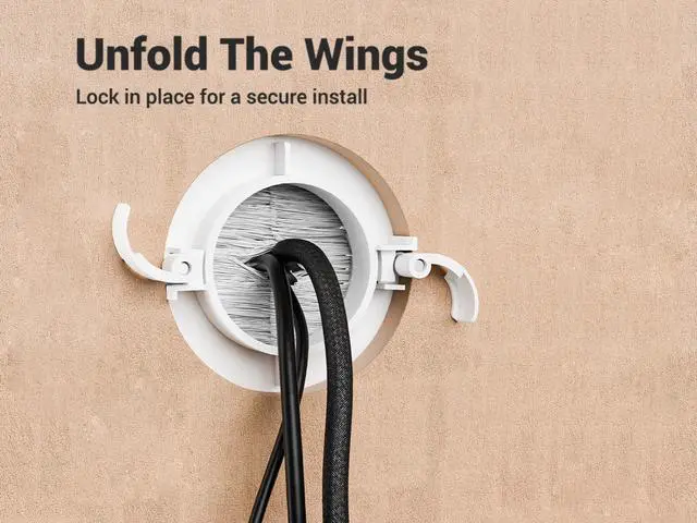 Alt view image 6 of 7 - VCELINK Brush in Wall Cable Management Kit for Wall Mounted TV, Cord Hider for Low Voltage Cables Pass Through, Includes Hole Saw Drill Attachment and Mounting Brackets for Easy Install, White, 2-Pack