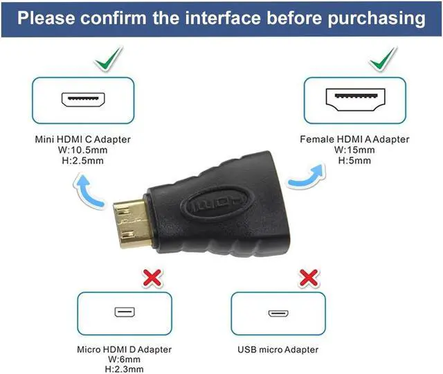 Alt view image 3 of 7 - VCELINK HDMI Adapter 2-Pack, Mini HDMI to HDMI, 4K Support, Gold Plated, Compatible with Raspberry Pi, Camera, Camcorder, DSLR, Tablet, Video Card