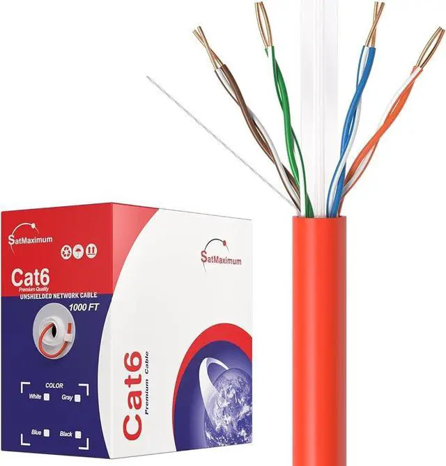 Main image of Cables Direct Online CAT6 1000ft Solid Ethernet LAN Cable Copper Clad Aluminum (CCA) 23AWG High-Speed Network, Gaming, Streaming, and Office Use Red