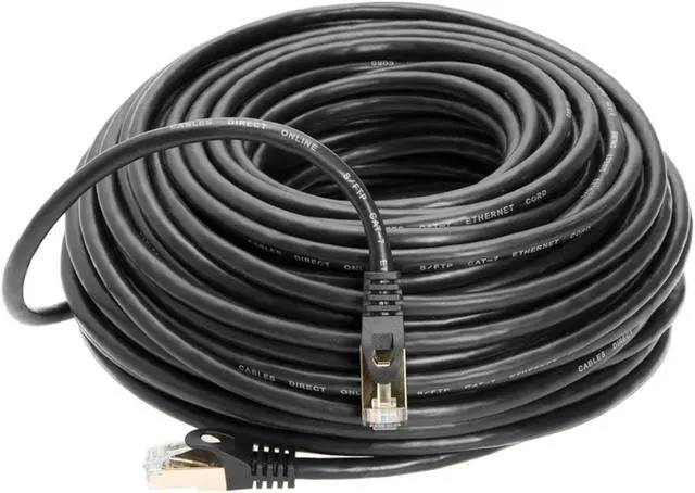 Alt view image 6 of 6 - Cables Direct Online 100FT S/FTP CAT 7 Gold Plated Shielded Ethernet RJ45 Cable 10 Gigabit Ethernet Network Patch Cord Cat7 (100ft, Black)