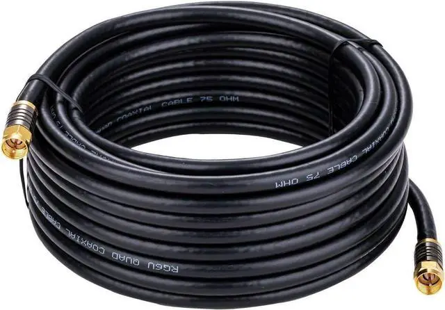 Alt view image 4 of 4 - Cables Direct Online 20FT RG6 Quad Shield Coaxial Cable, Black 3GHz Digital HD Extension Cord with F-Pin & BNC Connectors for Satellite Dish, Cable TV, and Antenna, Weatherproof Design