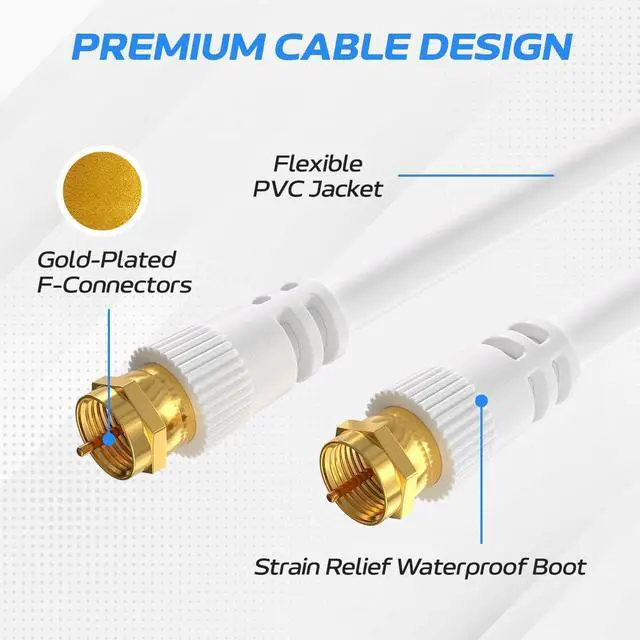Alt view image 2 of 4 - Cables Direct Online 25FT RG6 White Coaxial Cable, F Type Male Extension Wire for Digital Audio Video, Indoor & Outdoor Satellite Dish, Cable TV, Antenna