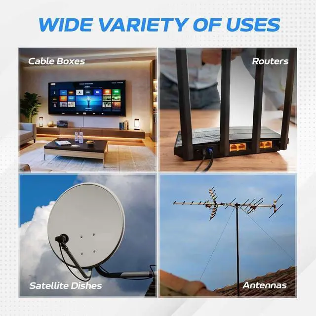 Alt view image 3 of 4 - Cables Direct Online 25ft White Quad Shield RG6 Coaxial Cable, F-Type and BNC Extension Cord for Satellite Dish, Cable TV, Antenna  3GHz Digital HD Coax Wire with Weatherproof Connectors