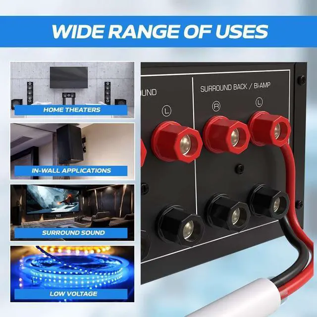 Alt view image 6 of 7 - Cables Direct Online 250 feet Speaker Wire 14 Gauge CL2 Rated Indoor Low Voltage Copper Clad Aluminum (CCA) 4 Conductors Cable with Easy Pull Box  Perfect for in-Wall Installation  14/4