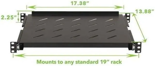 Alt view image 3 of 7 - Cables Direct Online Server Shelf 1U 19" Rack Mount  Adjustable 14" to 17" for 4-Post Rack, Durable & Space-Saving Design