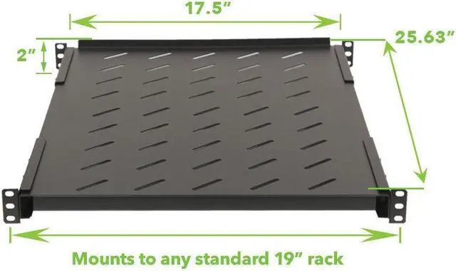 Alt view image 7 of 7 - Cables Direct Online Fixed Rack Vented Server Shelf 1U 19"- Adjustable 16" to 37" 4-Post Rack  Durable, Efficient Solution for Servers & Equipment