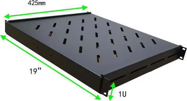 Alt view image 6 of 7 - Cables Direct Online Fixed Rack Vented Server Shelf 1U 19 - Adjustable 4-Post Mount, Fits 17 to 33 Depth, Heavy-Duty Cooling, Ideal for Servers & Networking Equipment