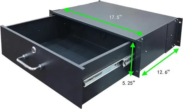 Alt view image 7 of 7 - Cables Direct Online 3U Drawer Rack Mount Lockable 19 Case  Heavy-Duty IT, DJ Equipment Storage with Deep Drawer, 3 Space for Secure Gear