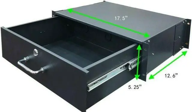Alt view image 7 of 7 - Cables Direct Online 3U Server Cabinet Case 19" Rack Mount Lockable Deep Drawer for IT, DJ Supplies Equipment Secure Storage