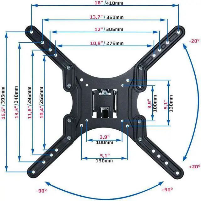 Alt view image 5 of 5 - Cables Direct Online Adjustable TV Wall Mount 23-55 In. Full Motion Tilt Swivel VESA Bracket  Universal Fit for LED, LCD, OLED's, Heavy Duty, Easy Installation