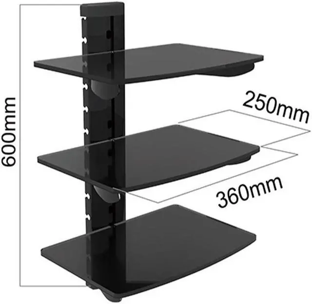 Main image of Cables Direct Online Adjustable Triple AV Shelf Wall Mount with Cable Management  Secure Storage for Audio/Video Equipment, Easy Installation