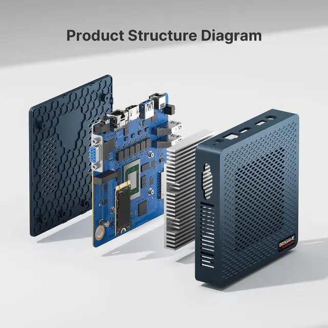Alt view image 2 of 7 - BOSGAME Fanless Mini PC,Intel Celeron N4020 4GB DDR4 RAM 64GB eMMC,Windows 10 Pro,Support HDMI&VGA,2.4/5G WiFi,BT5.0,Gigabit Ethernet for Business, Home