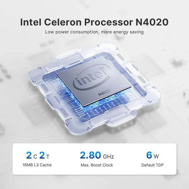 Alt view image 5 of 7 - BOSGAME Fanless Mini PC,Intel Celeron N4020 4GB DDR4 RAM 64GB eMMC,Windows 10 Pro,Support HDMI&VGA,2.4/5G WiFi,BT5.0,Gigabit Ethernet for Business, Home