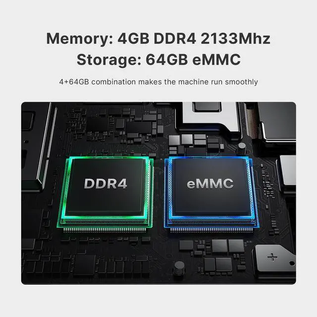 Alt view image 6 of 7 - BOSGAME Fanless Mini PC,Intel Celeron N4020 4GB DDR4 RAM 64GB eMMC,Windows 10 Pro,Support HDMI&VGA,2.4/5G WiFi,BT5.0,Gigabit Ethernet for Business, Home