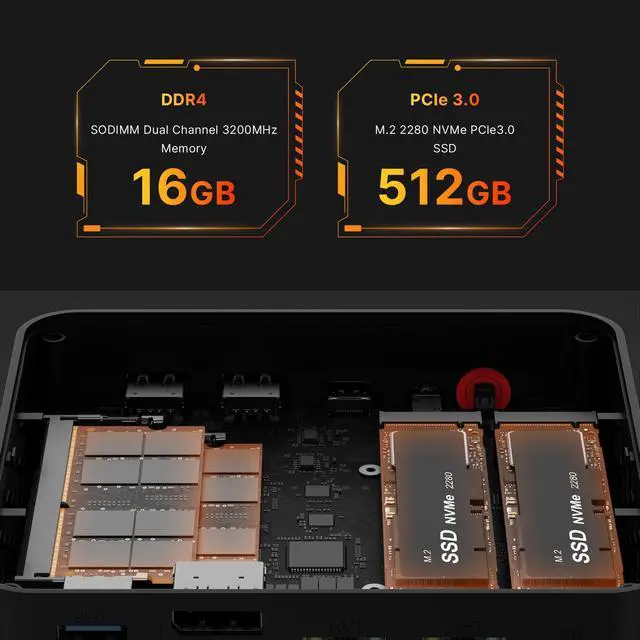 Alt view image 3 of 7 - BOSGAME Mini PC P4 AMD Ryzen 7 5700U,Mini Computers 16GB RAM 512GB SSD, Winodws 11 Pro/Triple 4K Displays/Dual 2.5 GbE LAN/WiFi6E/BT5.2