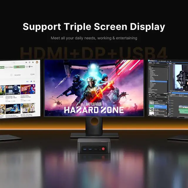 Alt view image 3 of 7 - BOSGAME P3 [Dual 2.5GbE LAN] Mini Gaming PC AMD Ryzen 9 6900HX 32GB DDR5 RAM 1TB SSD, Mini PC Radeon 680M 12 cores/2200MHz,USB4/WiFi6E/Windows 11 Pro