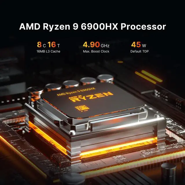 Alt view image 4 of 7 - BOSGAME P3 [Dual 2.5GbE LAN] Mini Gaming PC AMD Ryzen 9 6900HX 32GB DDR5 RAM 1TB SSD, Mini PC Radeon 680M 12 cores/2200MHz,USB4/WiFi6E/Windows 11 Pro