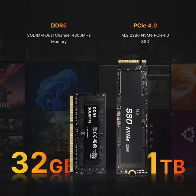 Alt view image 5 of 7 - BOSGAME P3 [Dual 2.5GbE LAN] Mini Gaming PC AMD Ryzen 9 6900HX 32GB DDR5 RAM 1TB SSD, Mini PC Radeon 680M 12 cores/2200MHz,USB4/WiFi6E/Windows 11 Pro