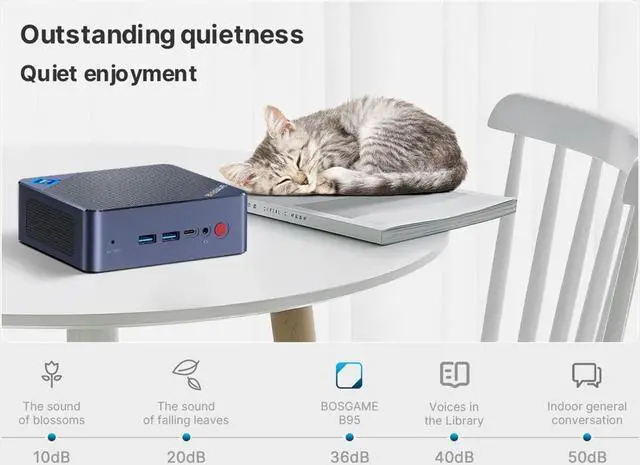 Alt view image 5 of 7 - Bosgame B95 Mini PC,Intel 12th N95 (up to 3.4 GHz)16GB RAM 512GB M.2 SSD,Mini Computers Windows 11 Pro support 4K Triple Dispiay/USB3.2/WIFI 5/2.5GLAN for Home/Office