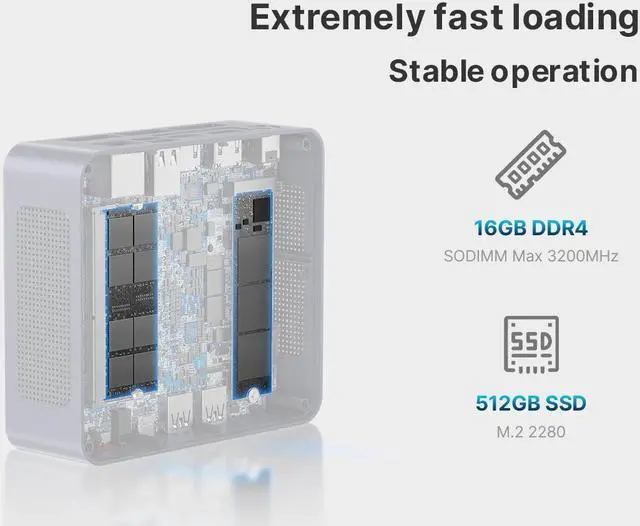 Alt view image 3 of 7 - Bosgame B95 Mini PC,Intel 12th N95 (up to 3.4 GHz)16GB RAM 512GB M.2 SSD,Mini Computers Windows 11 Pro support 4K Triple Dispiay/USB3.2/WIFI 5/2.5GLAN for Home/Office