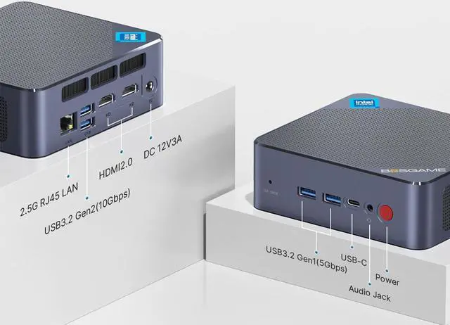 Alt view image 4 of 7 - Bosgame B95 Mini PC,Intel 12th N95 (up to 3.4 GHz)16GB RAM 512GB M.2 SSD,Mini Computers Windows 11 Pro support 4K Triple Dispiay/USB3.2/WIFI 5/2.5GLAN for Home/Office