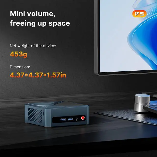 Alt view image 5 of 7 - BOSGAME P5 Gaming Mini PC,AMD Ryzen 5 6600H(6C/12T,UP to 4.5GHZ),Mini Computers 24GB DDR5 RAM 512GB M.2 NVMe SSD,Micro PC Support Dual USB4/Quad Display/WiFi 6E/BT5.2/8K UHD/Gaming/Office