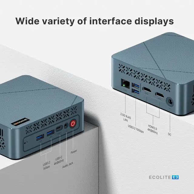 Alt view image 3 of 7 - BOSGAME E3 Mini PC, Intel N150(Beat N100/N95) 16GB DDR4 RAM 512GB SSD Mini Comuter, Windows 11 Pro/4K Triple Display/WiFi 5/BT5.0/USB 3.2