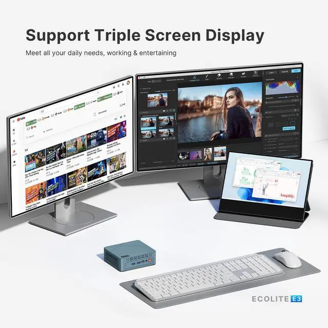 Alt view image 6 of 7 - BOSGAME E3 Mini PC, Intel N150(Beat N100/N95) 16GB DDR4 RAM 512GB SSD Mini Comuter, Windows 11 Pro/4K Triple Display/WiFi 5/BT5.0/USB 3.2