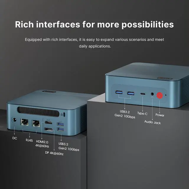 Alt view image 5 of 7 - BOSGAME P2 Pro Mini PC, Intel Core i9 12900H(14C/20T,Turbo 4.7GHz), 32GB DDR5 RAM 1TB PCIe 3.0 SSD, Windows 11 Pro/Dual 2.5GbE/4x USB3.2/HDMI/DP/Thunderbolt 4