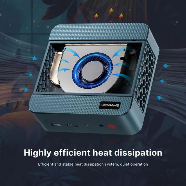 Alt view image 6 of 7 - BOSGAME P2 Pro Mini PC, Intel Core i9 12900H(14C/20T,Turbo 4.7GHz), 32GB DDR5 RAM 1TB PCIe 3.0 SSD, Windows 11 Pro/Dual 2.5GbE/4x USB3.2/HDMI/DP/Thunderbolt 4