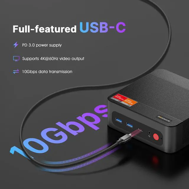 Alt view image 5 of 7 - BOSGAME P4 Ultra Mini PC, Ryzen 7 7730U (8C/16T, up to 4.5GHz), 16GB DDR4 1TB SSD, 2*2.5G LAN, Wi-Fi 6E, BT5.2, 4K Triple Display HDMI+DP+Type-C