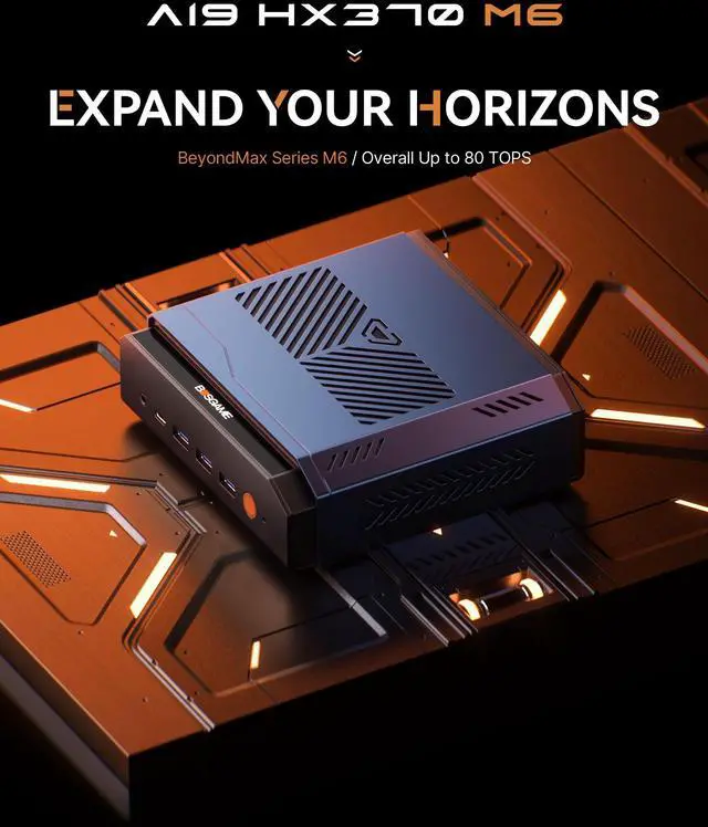 Alt view image 2 of 7 - BOSGAME M6 Mini PC, AMD Ryzen AI 9 HX 370 , 32GB DDR5 5600MHz 1TB PCIe4.0 SSD, 2*2.5G LAN, USB4, OCulink, Quad 8K Display, WiFi 6E & BT 5.2