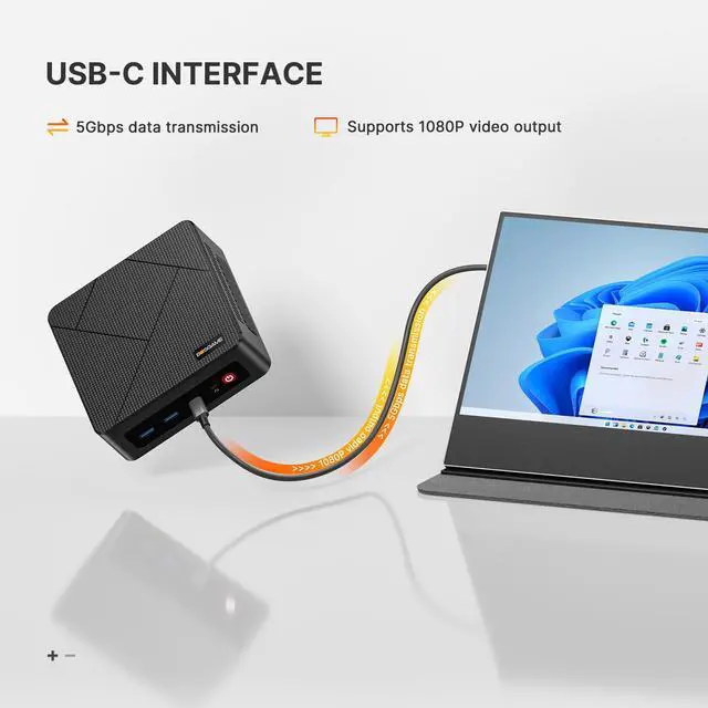 Alt view image 6 of 7 - BOSGAME E4 Mini PC, AMD Ryzen 5 3550H(up to 3.7GHz), 16GB DDR4 RAM 512GB NVMe SSD Mini Computers, 4K Triple Display HDMI, Type-C, DP, Dual RJ45 LAN, Wi-Fi 5, BT 5.0