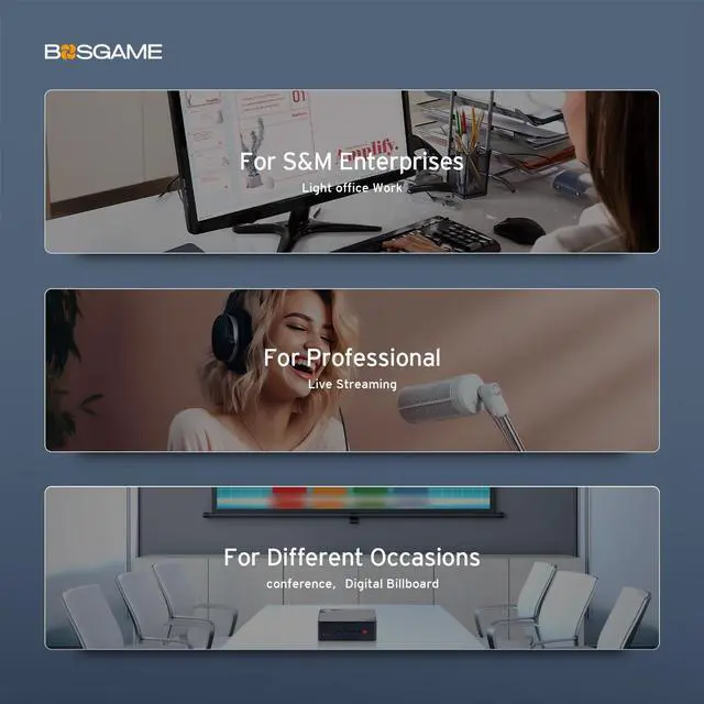 Alt view image 5 of 7 - BOSGAME B100 Mini PC Intel 12th Gen N100 Windows 11 Pro, 16GB DDR4 RAM 512GB PCIe x1 SSD Mini Desktop Computers, 4K Triple Display by Dual HDMI+Type-C for Home, Office