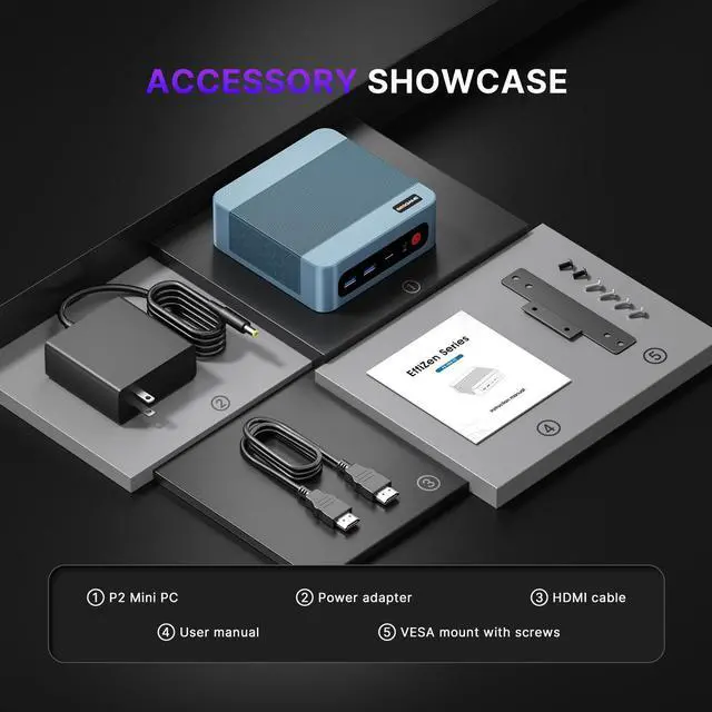 Alt view image 7 of 7 - BOSGAME P2 Plus Mini PC Desktop i7-12700H, 32GB DDR5 512GB NVMe SSD, Dual 2.5GbE LAN, Thunderbolt 4, 3x 4K Monitor, WiFi 6, Windows 11 Pro