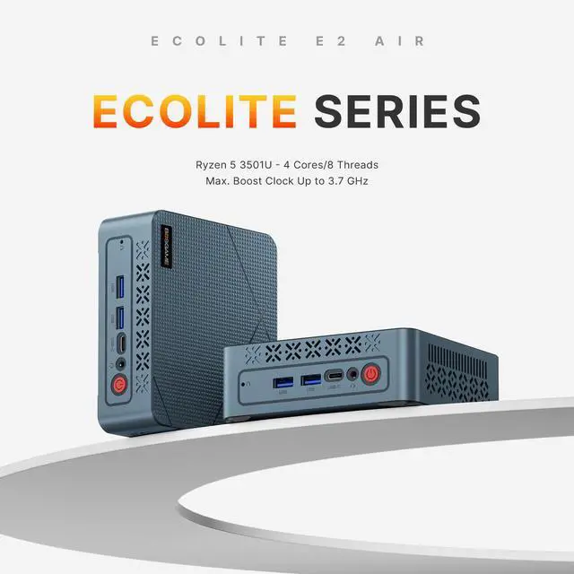 Alt view image 3 of 7 - BOSGAME E2 Air Mini PC Windows 11 Pro, AMD Ryzen 5 3501U (4C/8T) up to 3.7GHz, 8GB DDR4 256GB SSD, Radeon Vega 8 Graphics, Dual HDMI 2.0 4K Triple Monitor Display, Small Form Factor Desktop