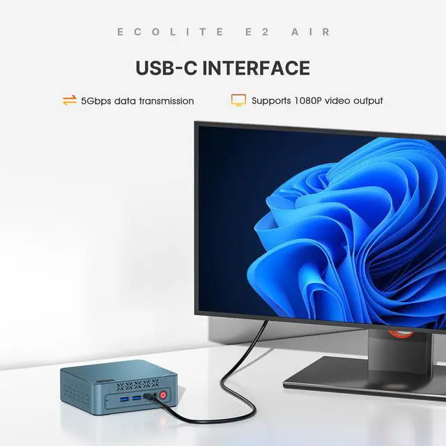Alt view image 7 of 7 - BOSGAME E2 Air Mini PC Windows 11 Pro, AMD Ryzen 5 3501U (4C/8T) up to 3.7GHz, 8GB DDR4 256GB SSD, Radeon Vega 8 Graphics, Dual HDMI 2.0 4K Triple Monitor Display, Small Form Factor Desktop