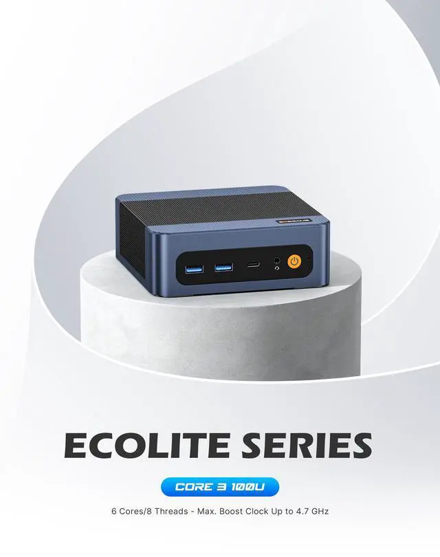 Alt view image 2 of 7 - BOSGAME E7 Mini PC Windows 11 Pro, Intel Core 3 100U (6C/8T up to 4.7GHz), 16GB DDR4 512GB NVMe SSD, Dual RJ45 LAN, WiFi 6, Triple 4K Display, Business Home Desktop Computer