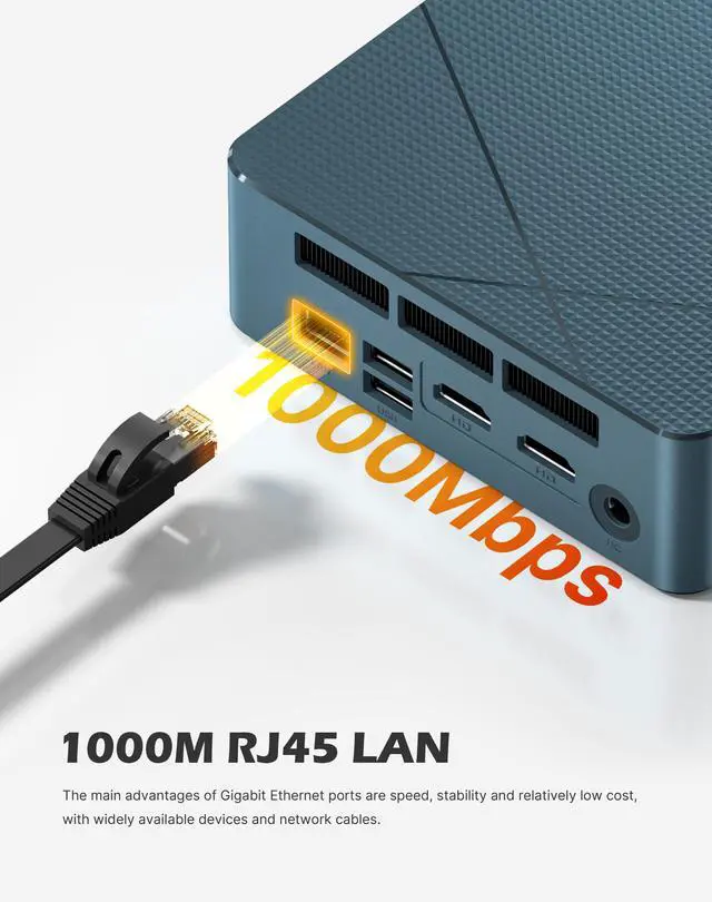 Alt view image 6 of 7 - BOSGAME E2 Plus Mini PC, AMD Ryzen 5 3501U up to 3.7GHz, 8GB DDR4, 256GB SSD, Windows 11 Pro, Radeon Vega 8 Graphics, Triple 4K Display, Home & Office Desktop Computer