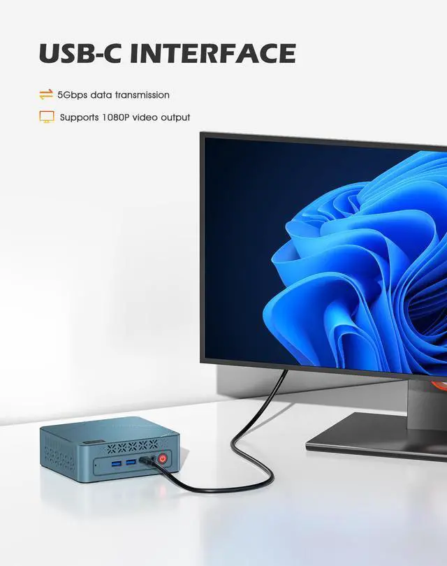 Alt view image 7 of 7 - BOSGAME E2 Plus Mini PC, AMD Ryzen 5 3501U up to 3.7GHz, 8GB DDR4, 256GB SSD, Windows 11 Pro, Radeon Vega 8 Graphics, Triple 4K Display, Home & Office Desktop Computer