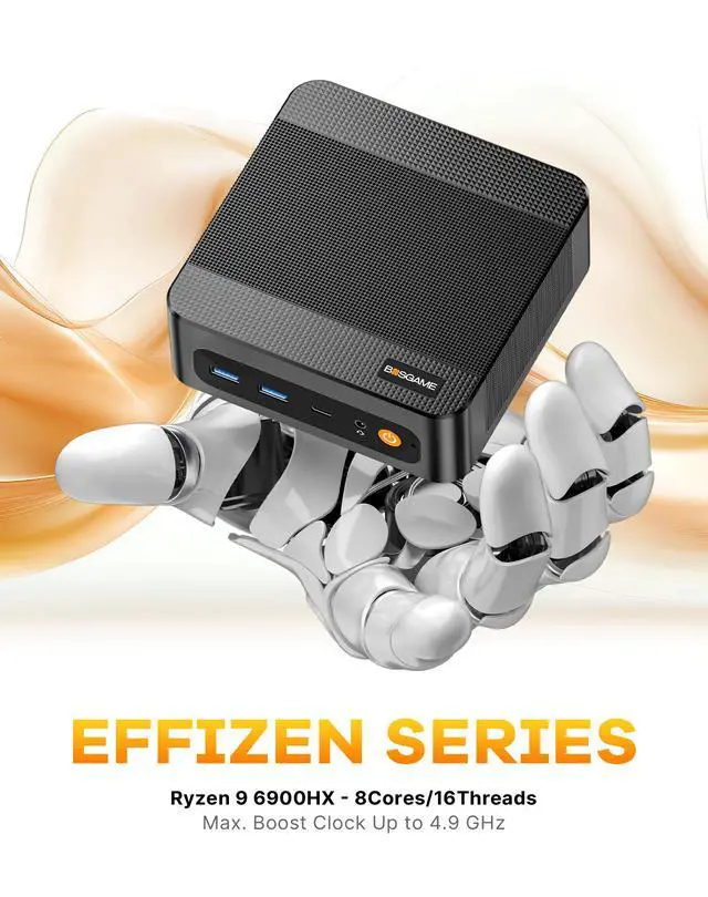 Alt view image 2 of 7 - BOSGAME P6 Ryzen 9 6900HX Mini PC, 24GB RAM 4800MT/s 1TB PCIe4.0 SSD | Dual LAN, AX210 Wi-Fi 6E, BT 5.3, Triple Display 4K, Light Gaming | Home | Office | Business Great Value PC