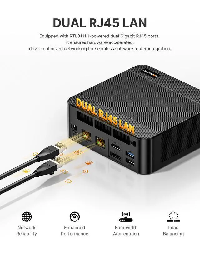Alt view image 6 of 7 - BOSGAME P6 Ryzen 9 6900HX Mini PC, 24GB RAM 4800MT/s 1TB PCIe4.0 SSD | Dual LAN, AX210 Wi-Fi 6E, BT 5.3, Triple Display 4K, Light Gaming | Home | Office | Business Great Value PC