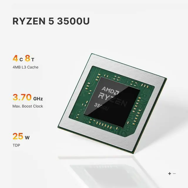 Alt view image 4 of 7 - BOSGAME E4 Air Mini PC, AMD Ryzen 5 3500U up to 3.7GHz, 8GB DDR4 256GB SSD, Dual Gigabit LAN, Triple 4K Display, WiFi 5 & BT 5.0