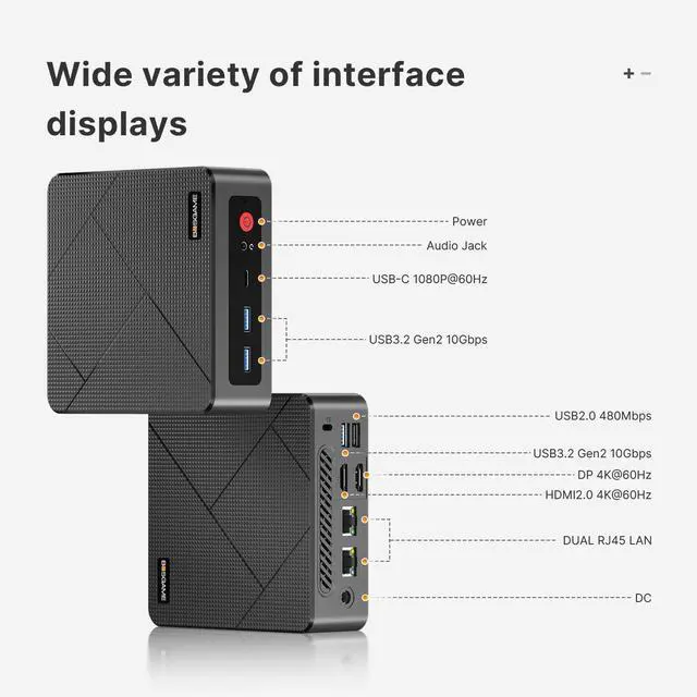 Alt view image 3 of 7 - BOSGAME E4 Air Mini PC, AMD Ryzen 5 3500U up to 3.7GHz, 8GB DDR4 256GB SSD, Dual Gigabit LAN, Triple 4K Display, WiFi 5 & BT 5.0